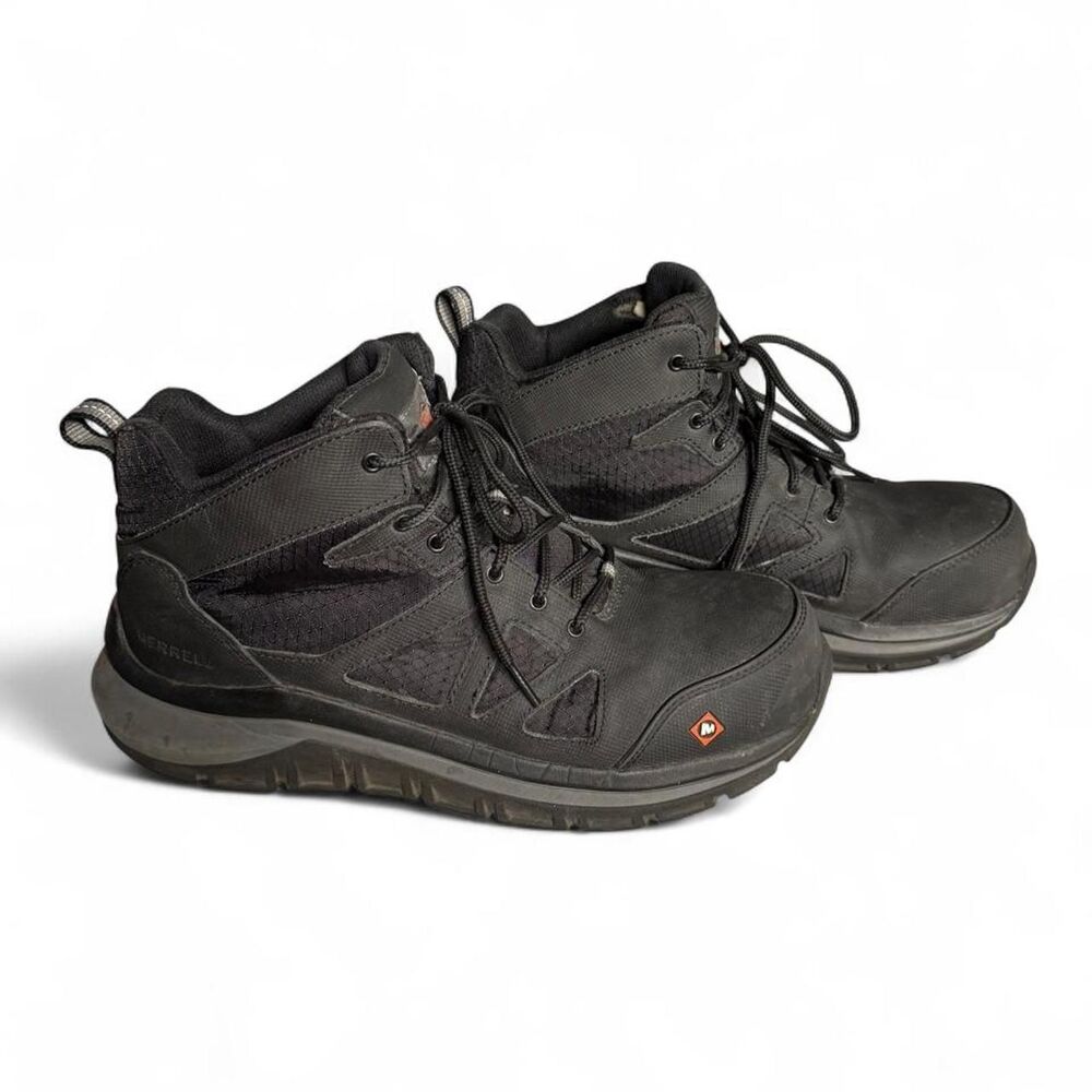 Merrell Fullbench Speed Mid CF Work Boots Mens 9.5 Carbon Toe EH Black J003319